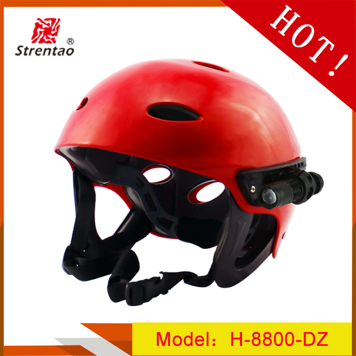 Adjustable ABS+EVA Drifting Protect Helmet Customized Nylon Strap LED Light Safety Helmet for Water Sport