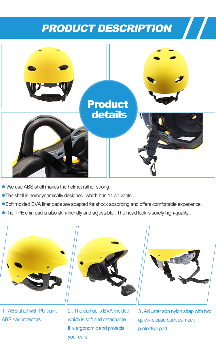 Lightweight ABS Shell Soft EVA Liner Water Sports Helmet Customizable Colors Multi-function for Kayak Canoe Safety Floating