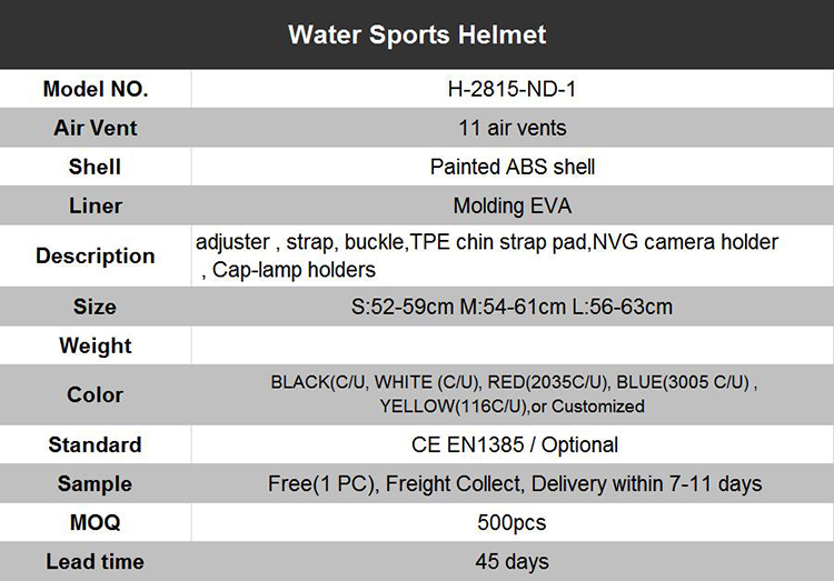 Hot Sale Factory Direct Price Helmet Led Lighting Helmet Kayak Outdoor Water Helmet